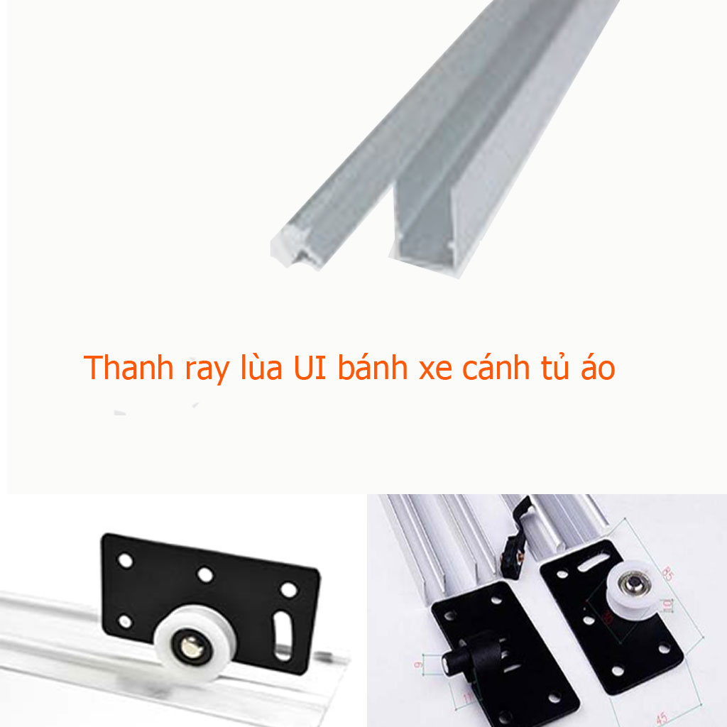 COMBO 4 cặp Ray trượt cửa lùa U & I.Đài Loan (thanh trên và dưới)