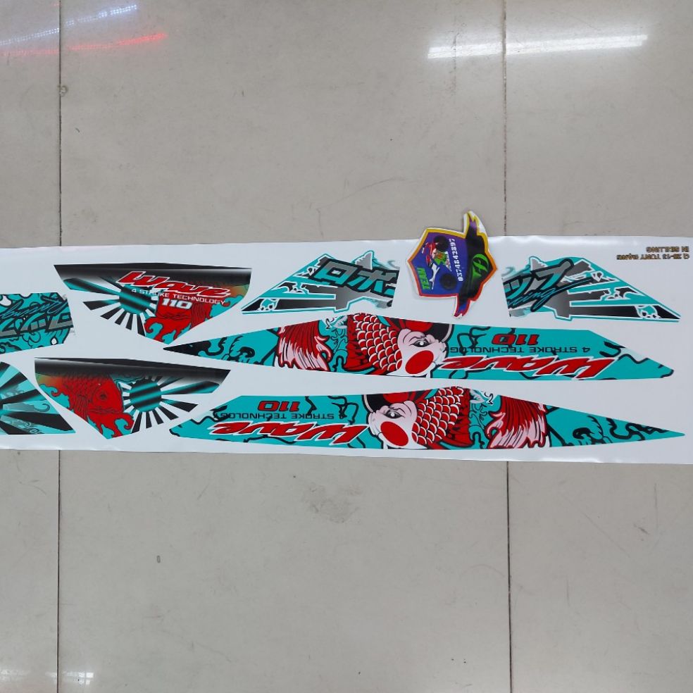 [HCM]Tem xe Wave nhỏ  mẫu tem rời cá chép cao cấp màu xanh lục bảo