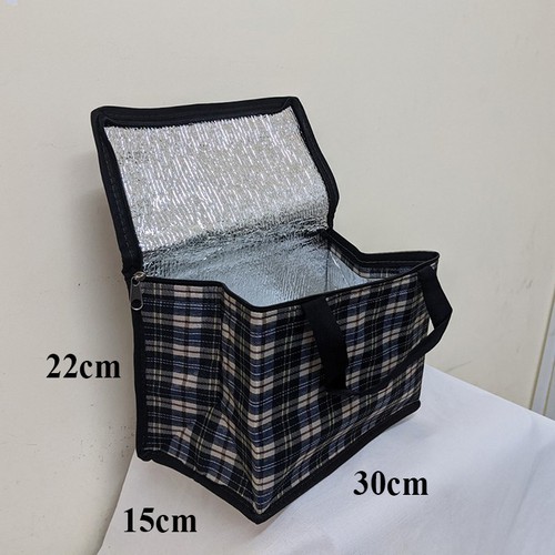 Túi giữ nhiệt loại lớn, hình hộp ngang vải bố dầy 30x15x22cm cao nặng 250gam, giao màu ngẫu nhiên