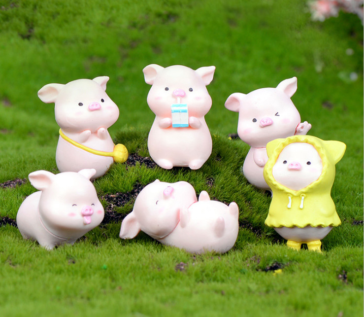 [HCM]Phụ kiện tiểu cảnh heo hồng dễ thương trang trí terrarium chậu cây cảnh sen đá xương rồng