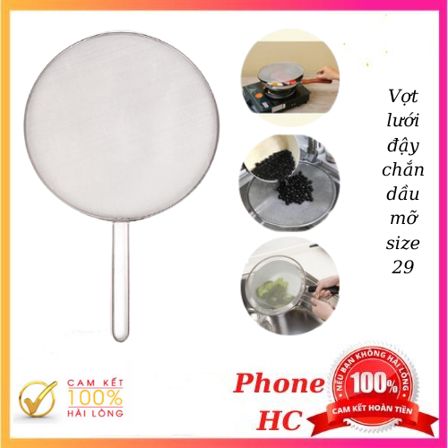 Vợt lưới đậy chắn dầu mỡ cao cấp size 29, Nắp đậy chảo che chắn dầu mỡ văng ra ngoài