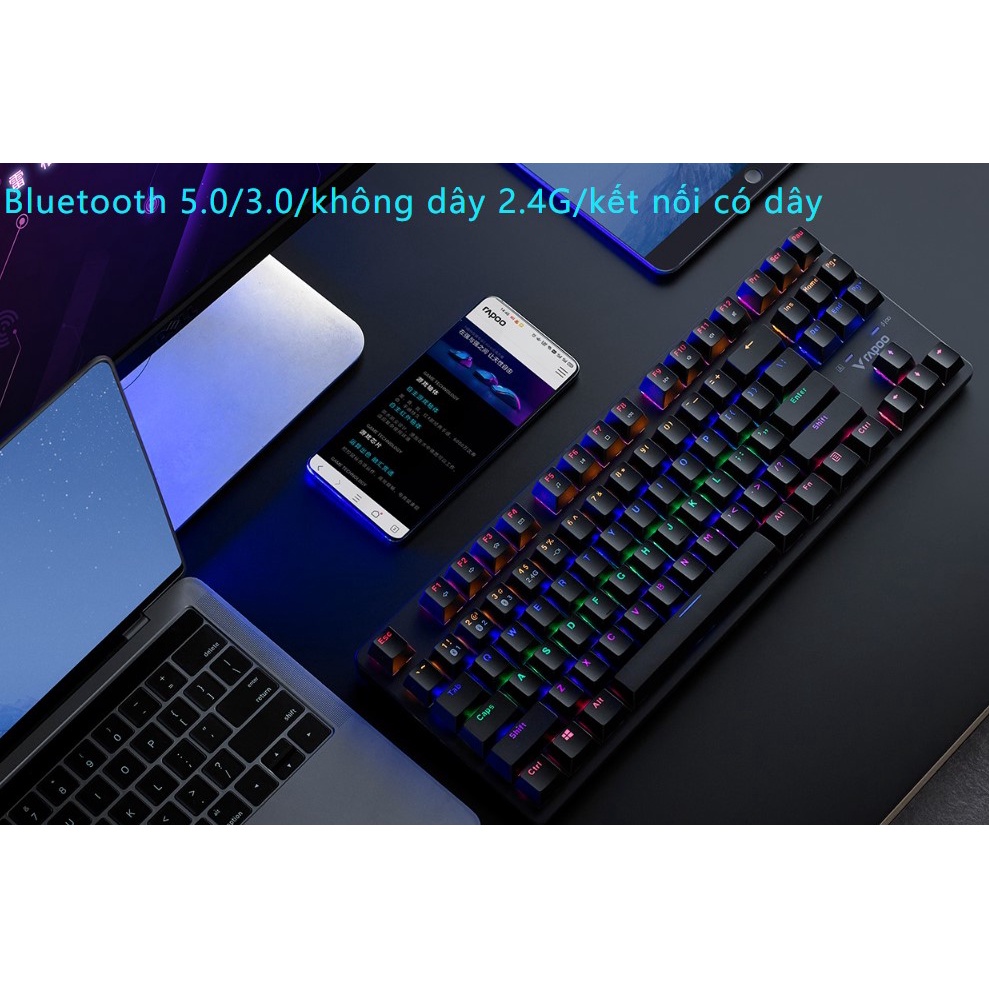 Bàn Phím Cơ Rapoo V500 Pro-87 Multimode, Bàn Phím Bluetooth Đa Kết Nối Bluetooth/Usb 2.4Hz/Có Dây Bexal Rp01