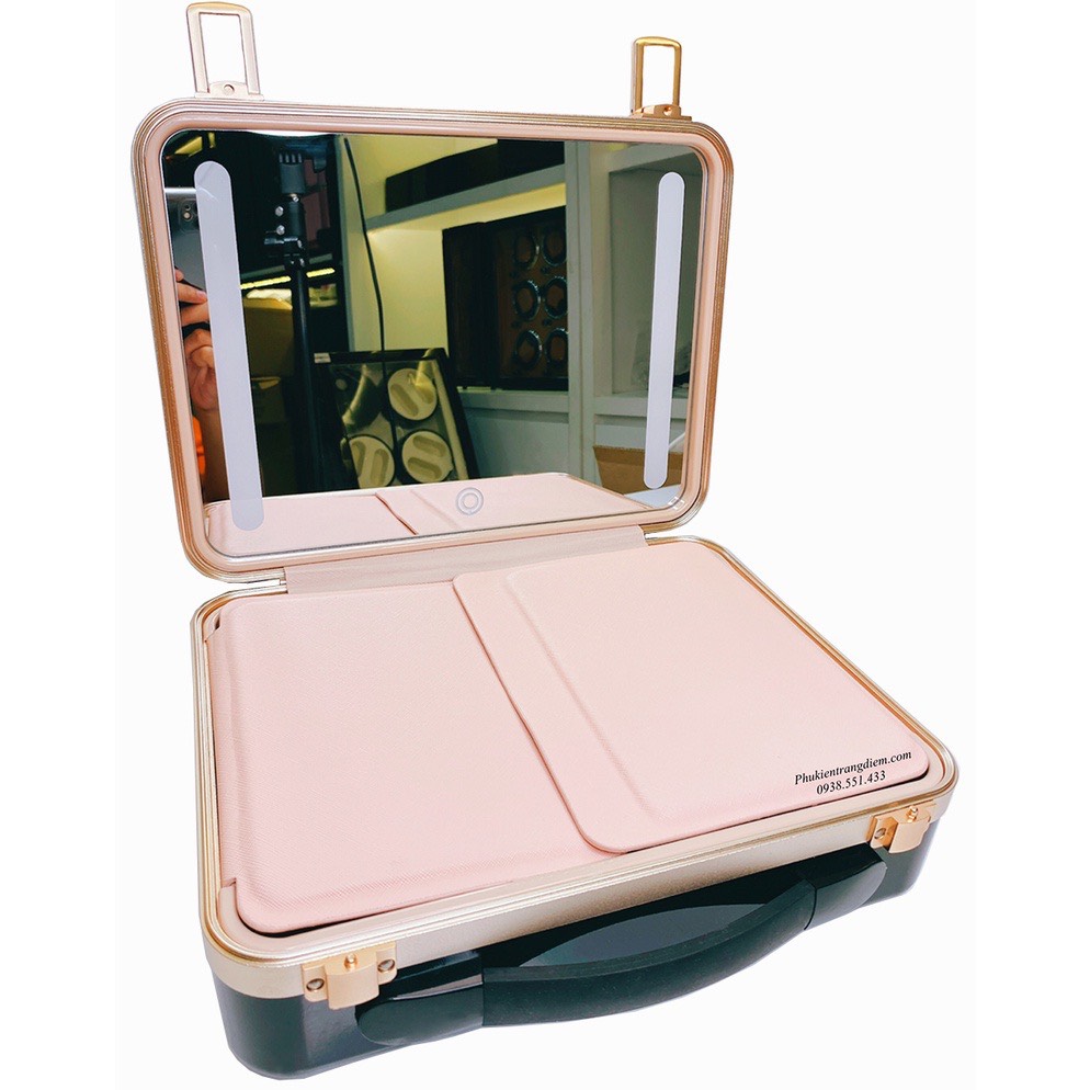 Size 30cm - Cốp Mini Make Up Cá Nhân Có Gương Đèn LED Beauty Case