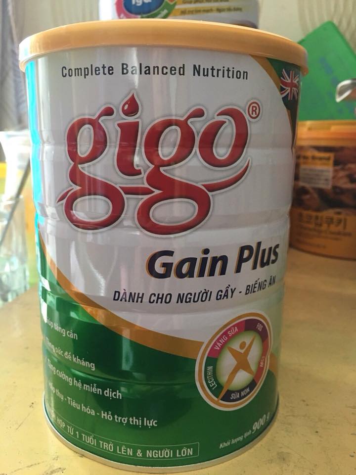 Sữa bột tăng cân Gigo Gain Plus lon 900g (dành cho người gầy - biếng ăn)