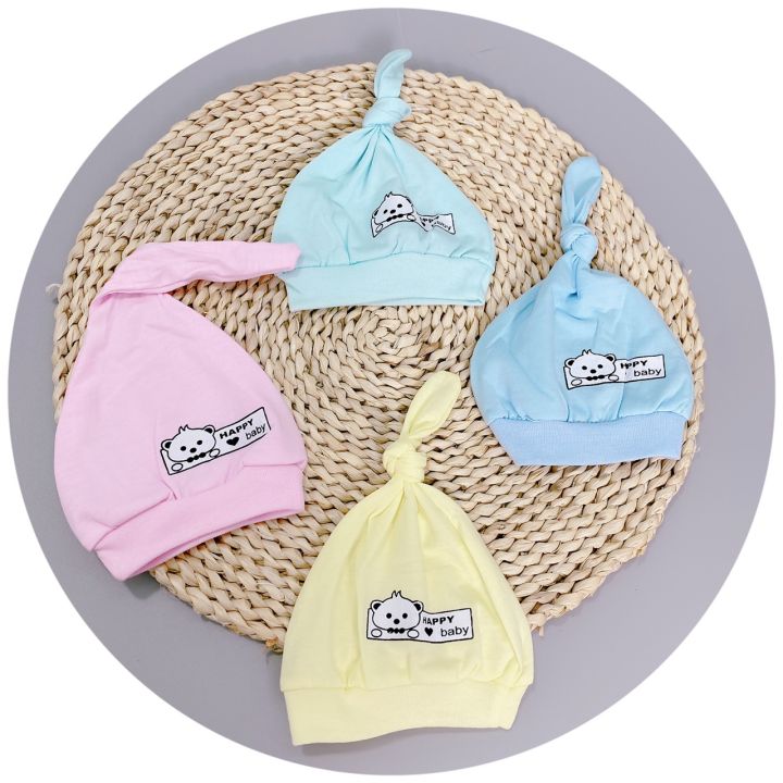 Set 2 mũ thắt nút cho trẻ sơ sinh-Mũ sơ sinh