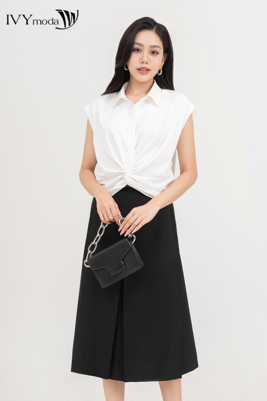 Áo sơ mi tay hến xoắn eo IVY moda MS 15M8657
