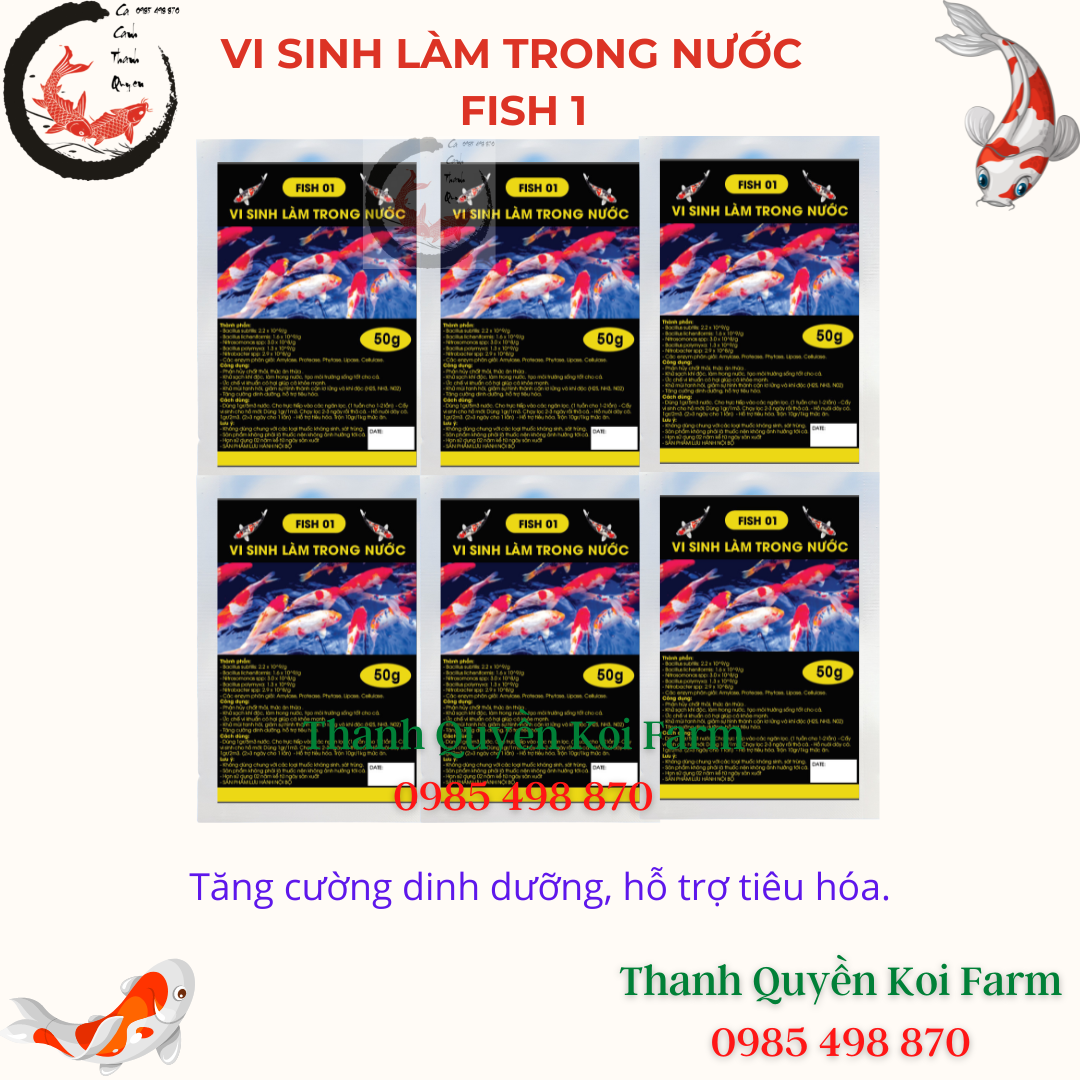 Vi sinh làm trong nước bể cá hồ cá koi cá cảnh FISH 01