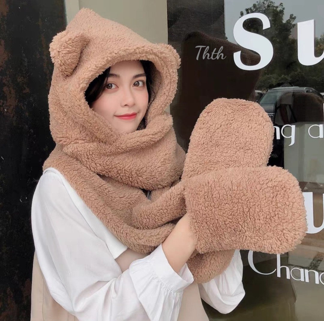 Mũ Gấu Khăn Quàng có Xỏ Tay