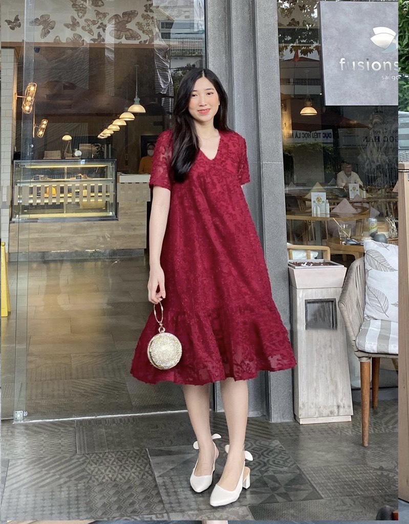 Váy đầm bầu bigsize thời trang, váy bầu dáng suông thiết kế cổ sen cúc thật chất cát hàn freesize từ 45kg đến 70kg