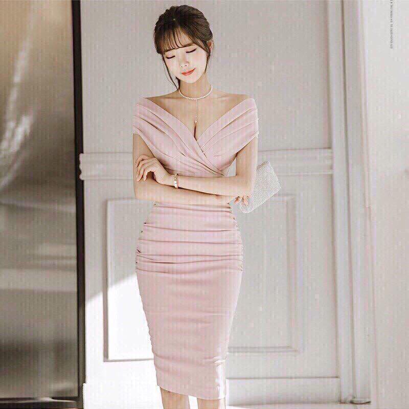 [HCM]Đầm ôm body cổ V sang trọng