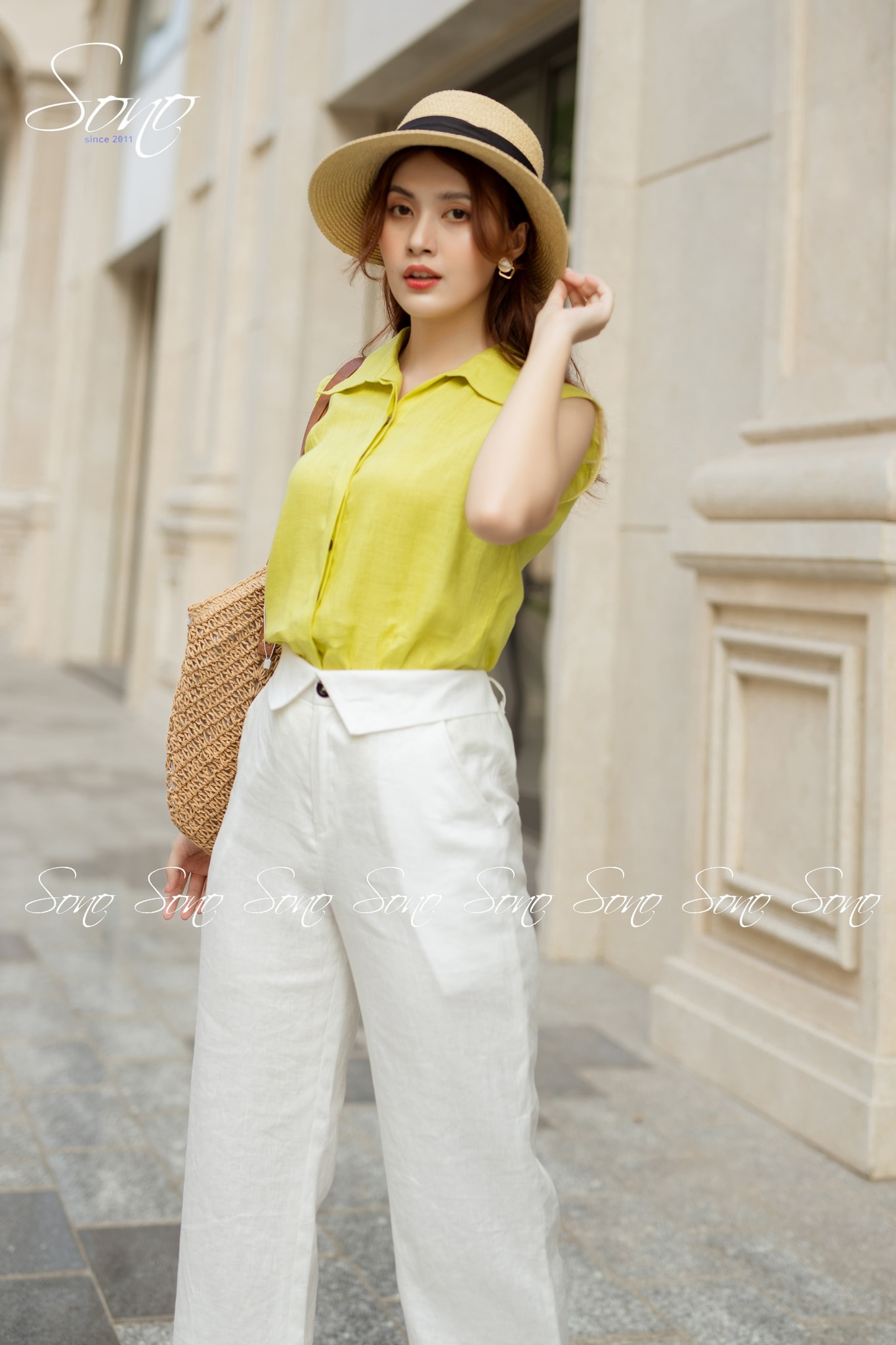 Sono - Quần Dài Linen Bản Lưng Lật