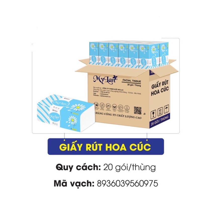 Giấy ăn rút MyLan hoa cúc siêu mềm (400tờ/4lớp/1gói)