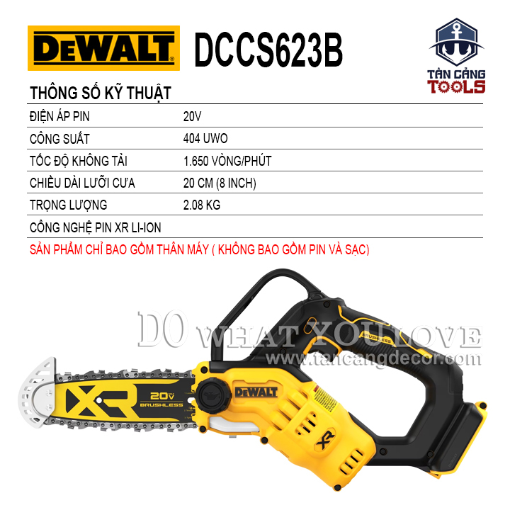 Máy Cưa Xích Dùng Pin 20V Dewalt DCS623B ( Thân Máy )