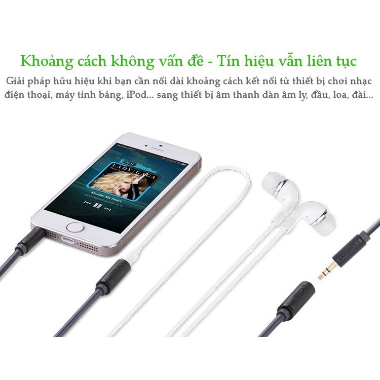 Cáp Audio 3.5mm nối dài 0.5m cao cấp UGREEN 10781