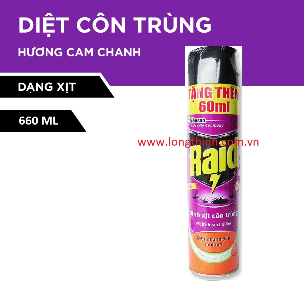 Xịt côn trùng Raid hương Cam Chanh 660ml