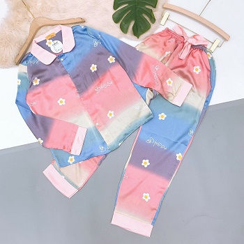 [HCM]Đồ Bộ Mặc Nhà Tay Dài Quần Dài Vải Lụa Satin Mềm Mịn