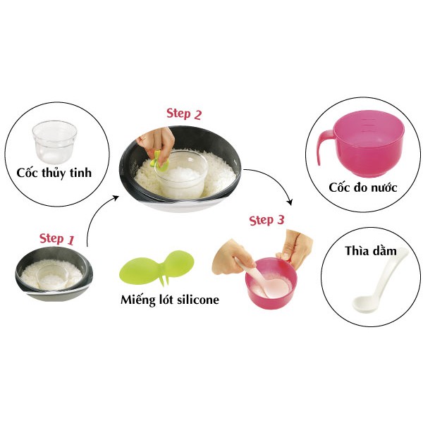 Bộ cốc nấu cháo và cơm nát trong nồi cơm điện Richell