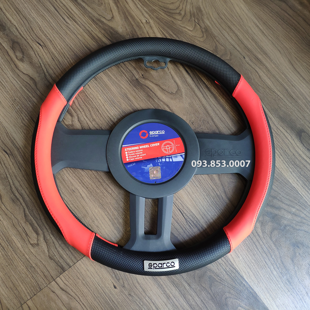 Bọc Vô Lăng Sparco Italia Cao Cấp Model SPC1113RSS cho các dòng ô tô xe hơi phổ thông size 37-38-39cm (màu đỏ - đen)