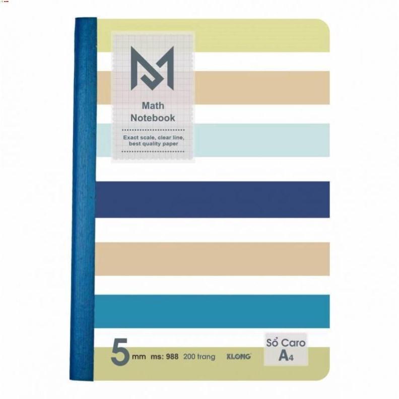 -Sổ KLONG Caro A4 Math Notebook may 200 trang; MS 988 [Klong]