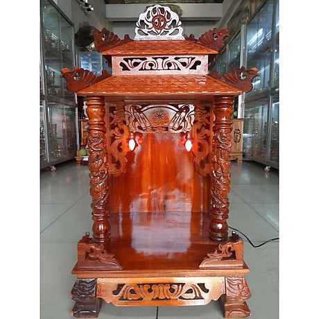 Bàn thờ Thần Tài Ông Địa gỗ Chàm Mái chùa , bàn thờ mái nhà gỗ chàm , bàn thờ ông địa thần tài