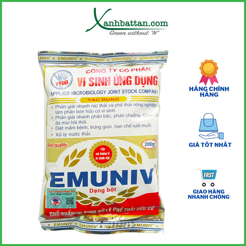 Chế Phẩm Ủ Phân Và Rác Thải Emuniv Gói 200 Gram