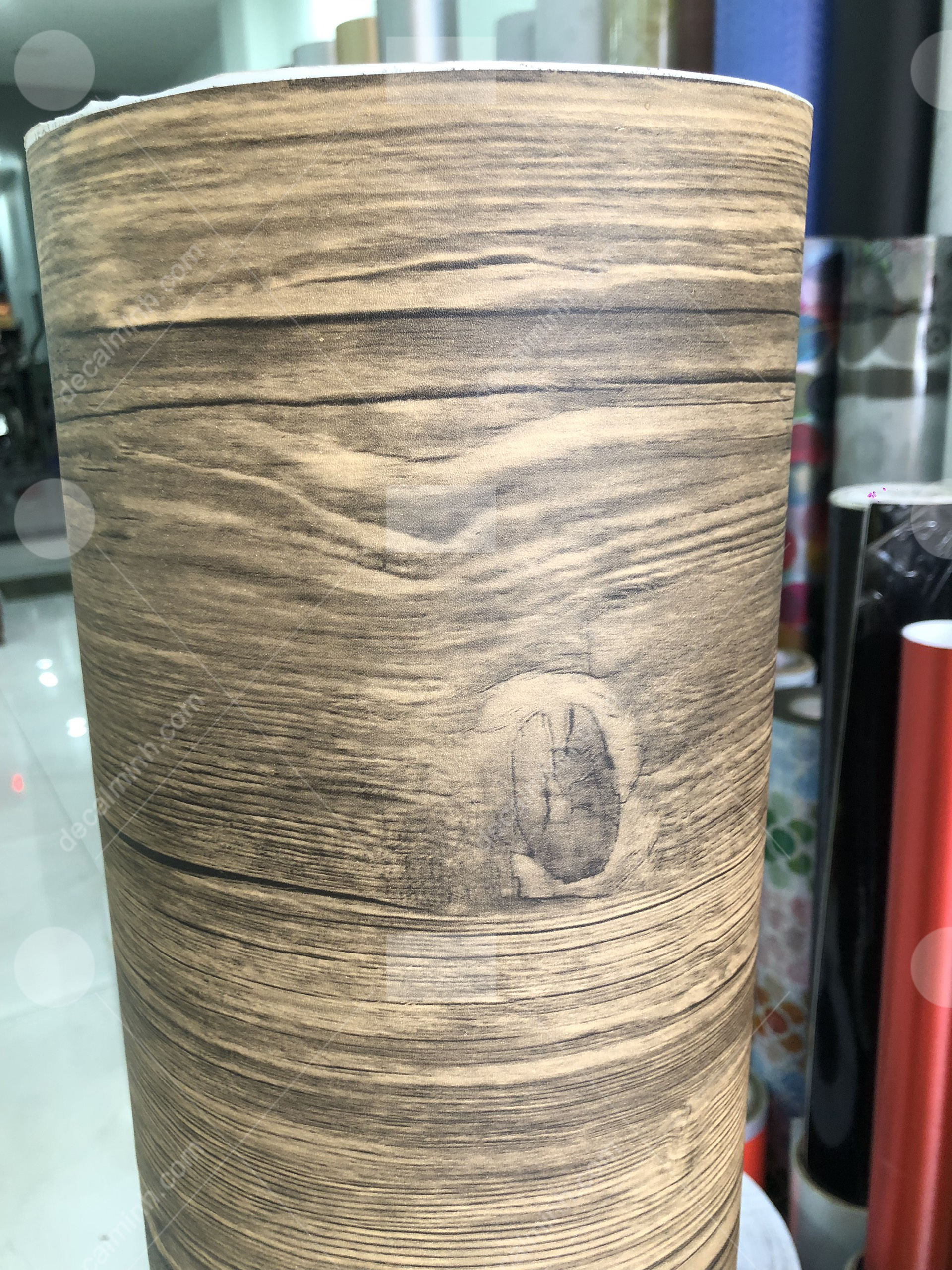 Decal dán tường dán tủ giả vân gỗ (vân mắt) khổ 60cm x 5m