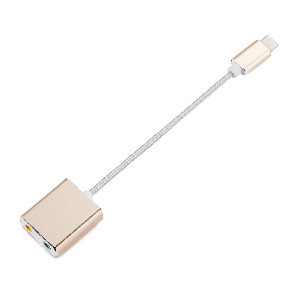 Cáp chia Mic và Loa từ cổng USB Type C - Sound card USB Type C 7.1