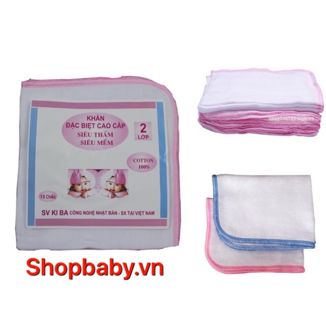 10 KHĂN XÔ SỮA 2 LỚP KIBA( TRẮNG )