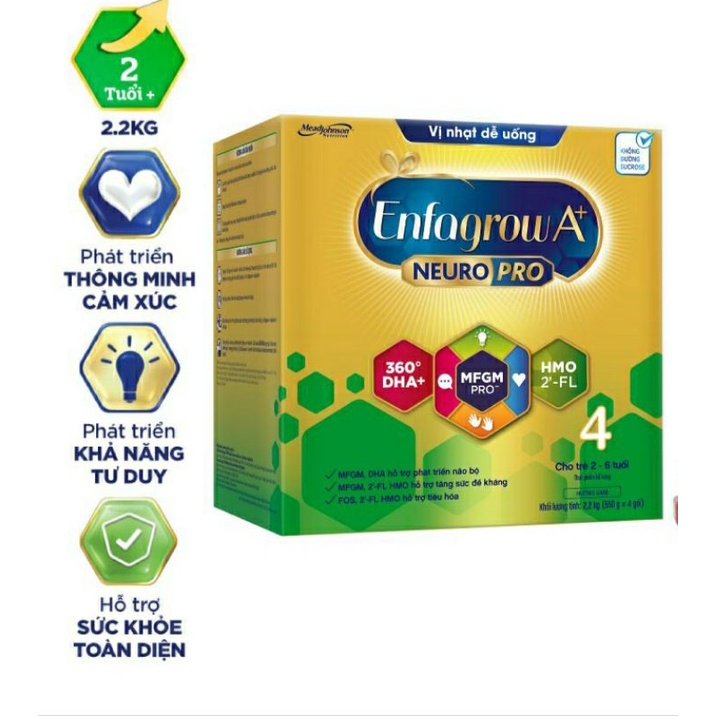Sữa bột Enfagrow A+ Neuropro 4 với dưỡng chất DHA & MFGM – 2.2kg