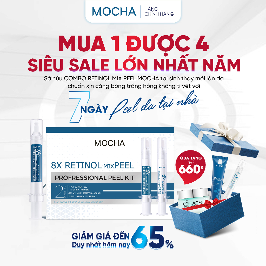 (Mua 1 Tặng 3) Peel Da Vi Tảo Mix retinol Tái Tạo Da Sinh Học MOCHA