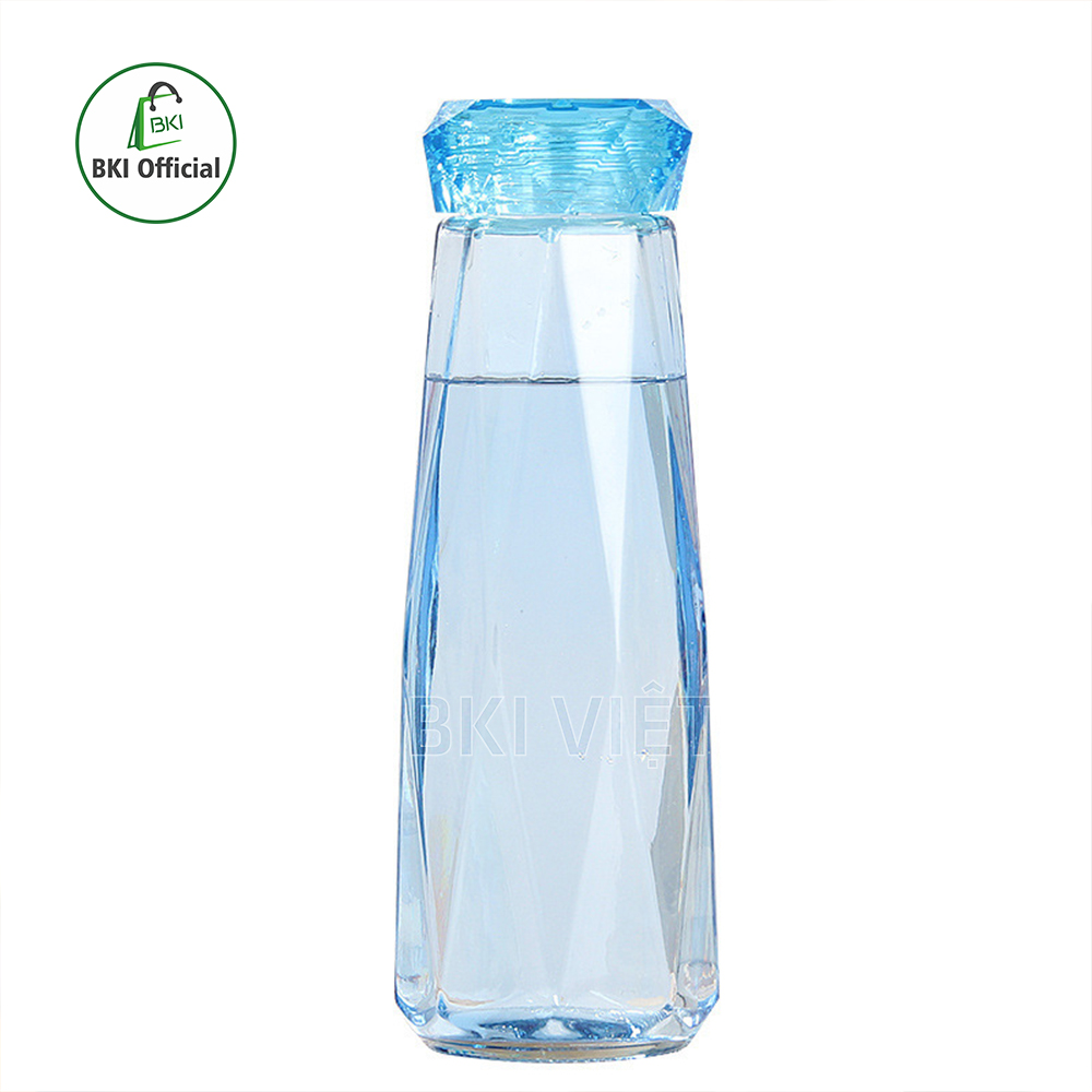 Bình thủy tinh kim cương đựng nước nhiều màu 500ml, chai thủy tinh cao cấp