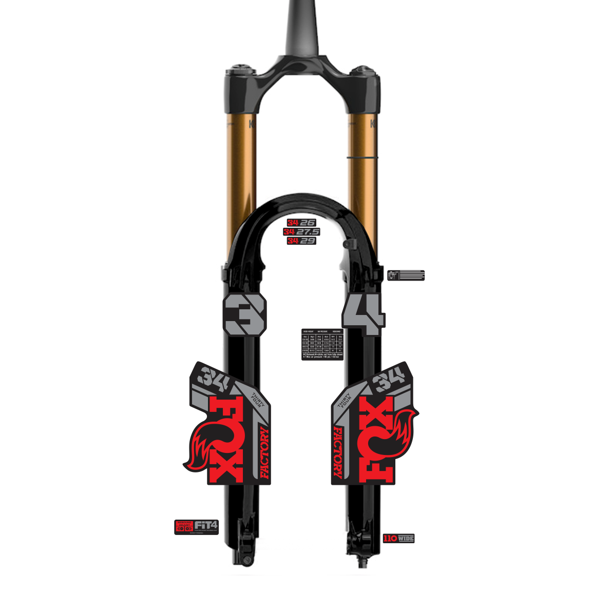 tem decal dán phuộc xe đạp địa hình Fox kashima  34 2022 | cheetahdecals.com