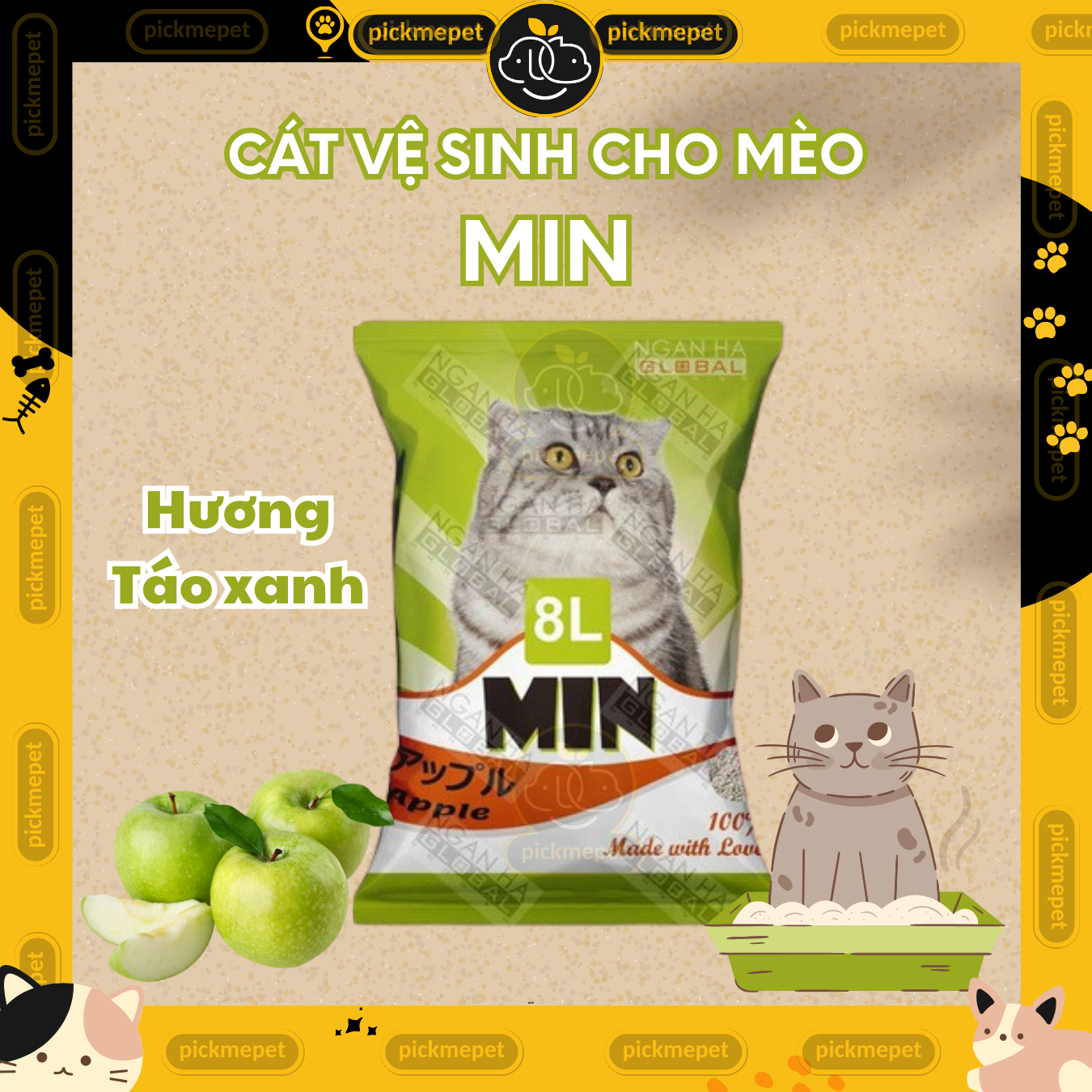 Cat Litter - MIN CAT Litter, Deodorizing, Clumping 8L