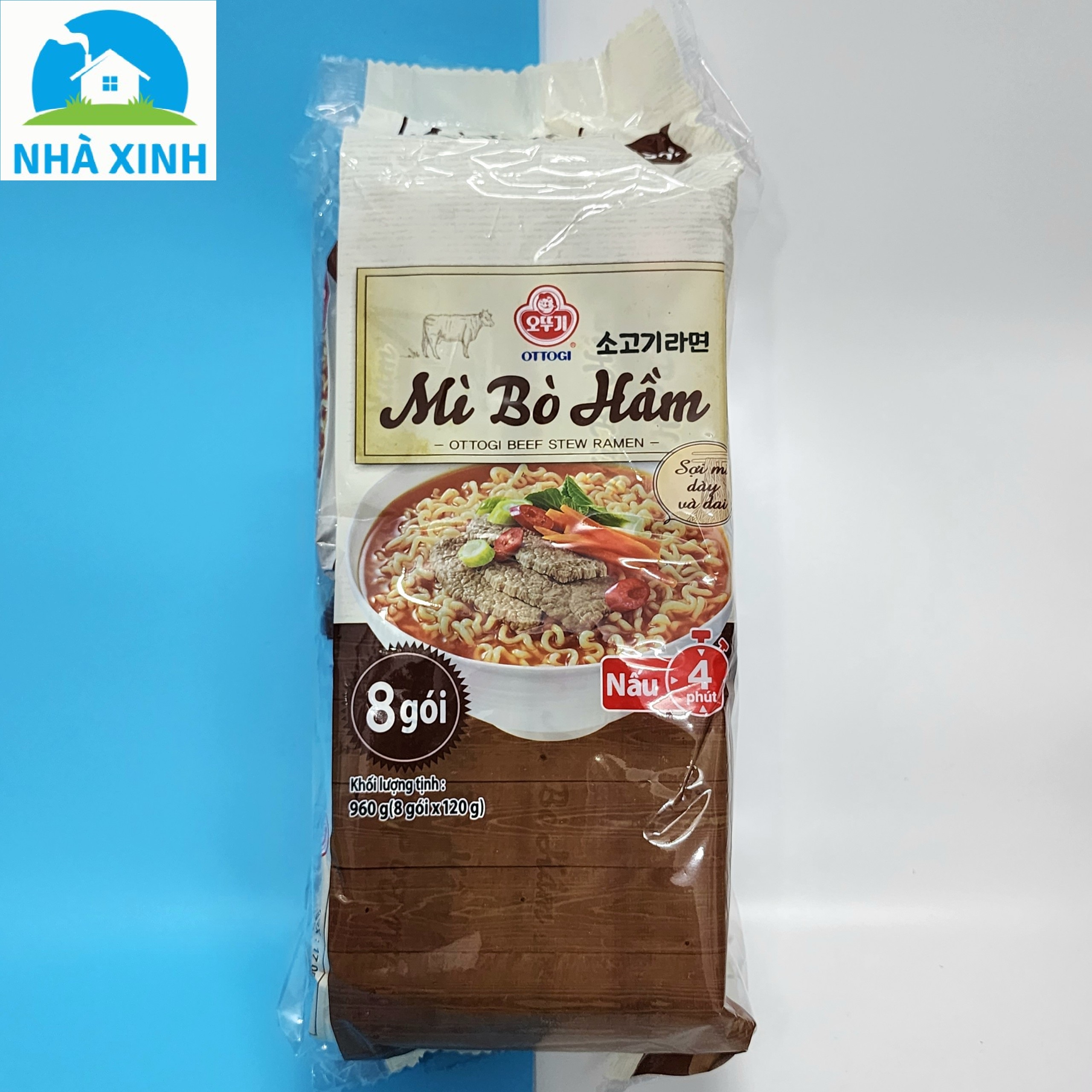 Lốc 8 gói Mì bò hầm Ottogi 120g