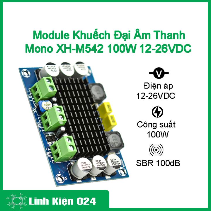 Module khuếch đại âm thanh mono xh-m542 100w 12-26vdc