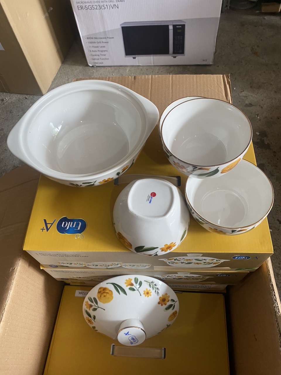 Bộ 1 thố và 4 chén sứ Donghwa Enfa