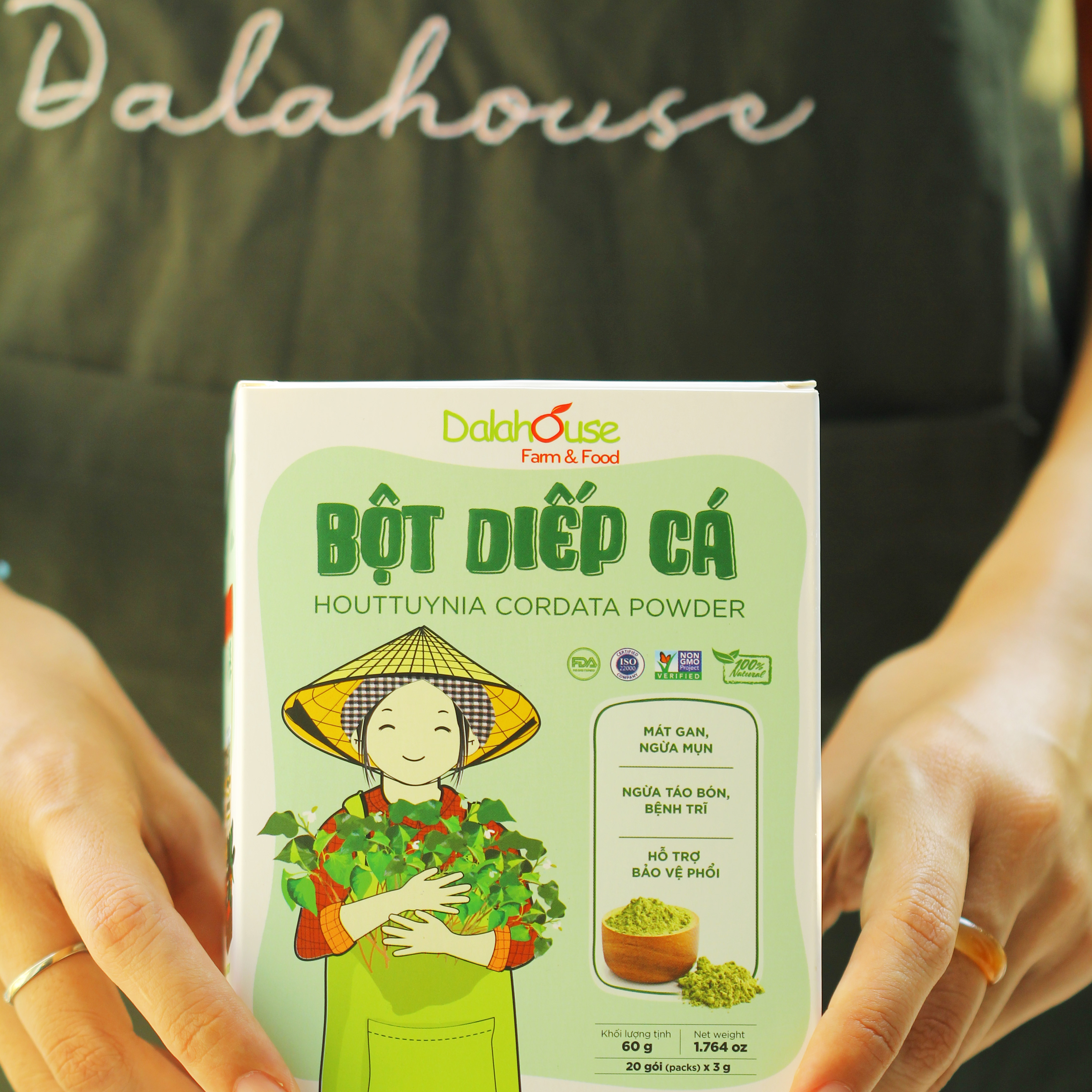 Bột Diếp Cá Hữu Cơ DalaHouse ( 100% Natural Houttuynia Cordata Powder)- Hộp 60 gram
