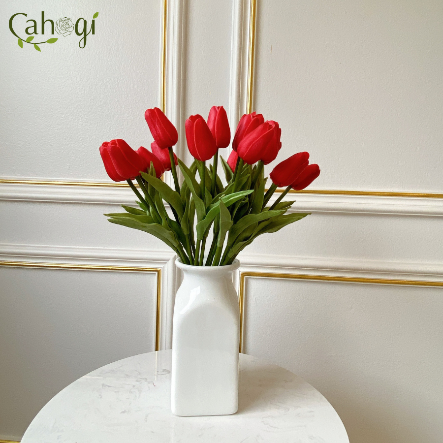 Hoa Giả - Hoa Tulip Cao Su 35 Cm
