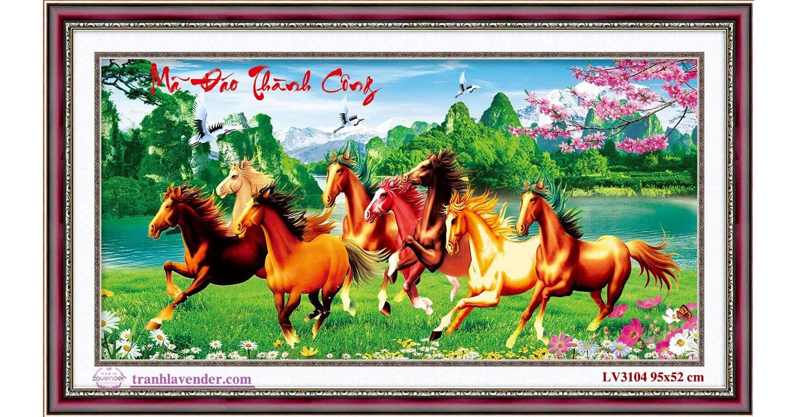 Tranh thêu 5d chữ thập Con ngựa Mã Đáo Thành Công