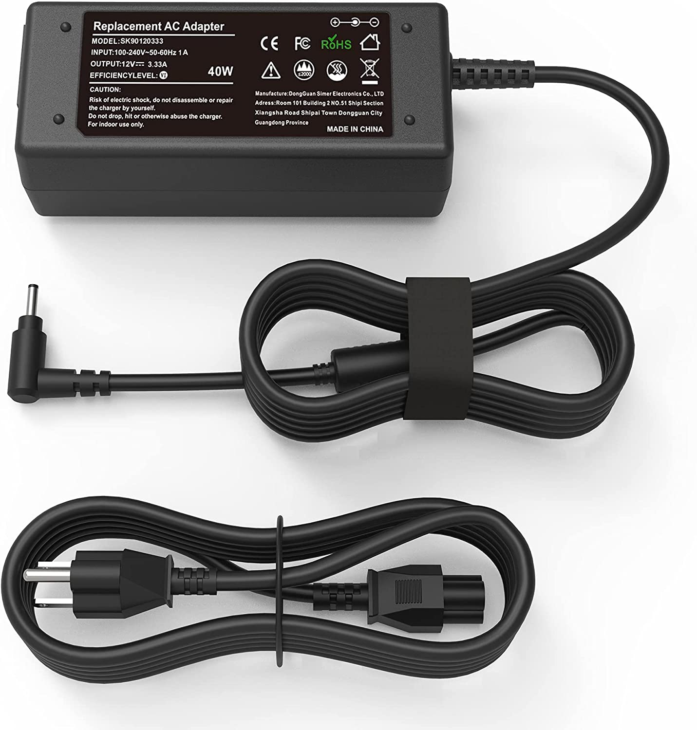 40w 12v 3.33a ac adapter laptop charger for samsung 11.6" chromebook 2 3 303c 500c 503c xe500c12, 503c xe503c12, xe503c32, xe500c13 xe303c12, xe303c12-a01 aa-pa3n40w power supply cord plug