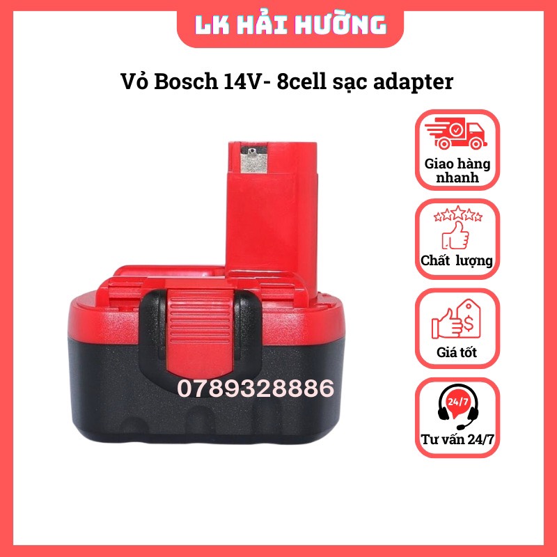 Vỏ pin Bosch 12V-14V Lion, nhận sạc adapter