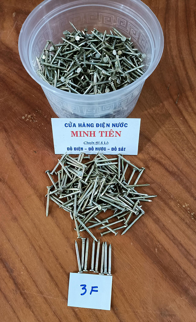 Đinh thép đóng bê tông, tường kích thước 2f5, 3f, 4f, 5f .