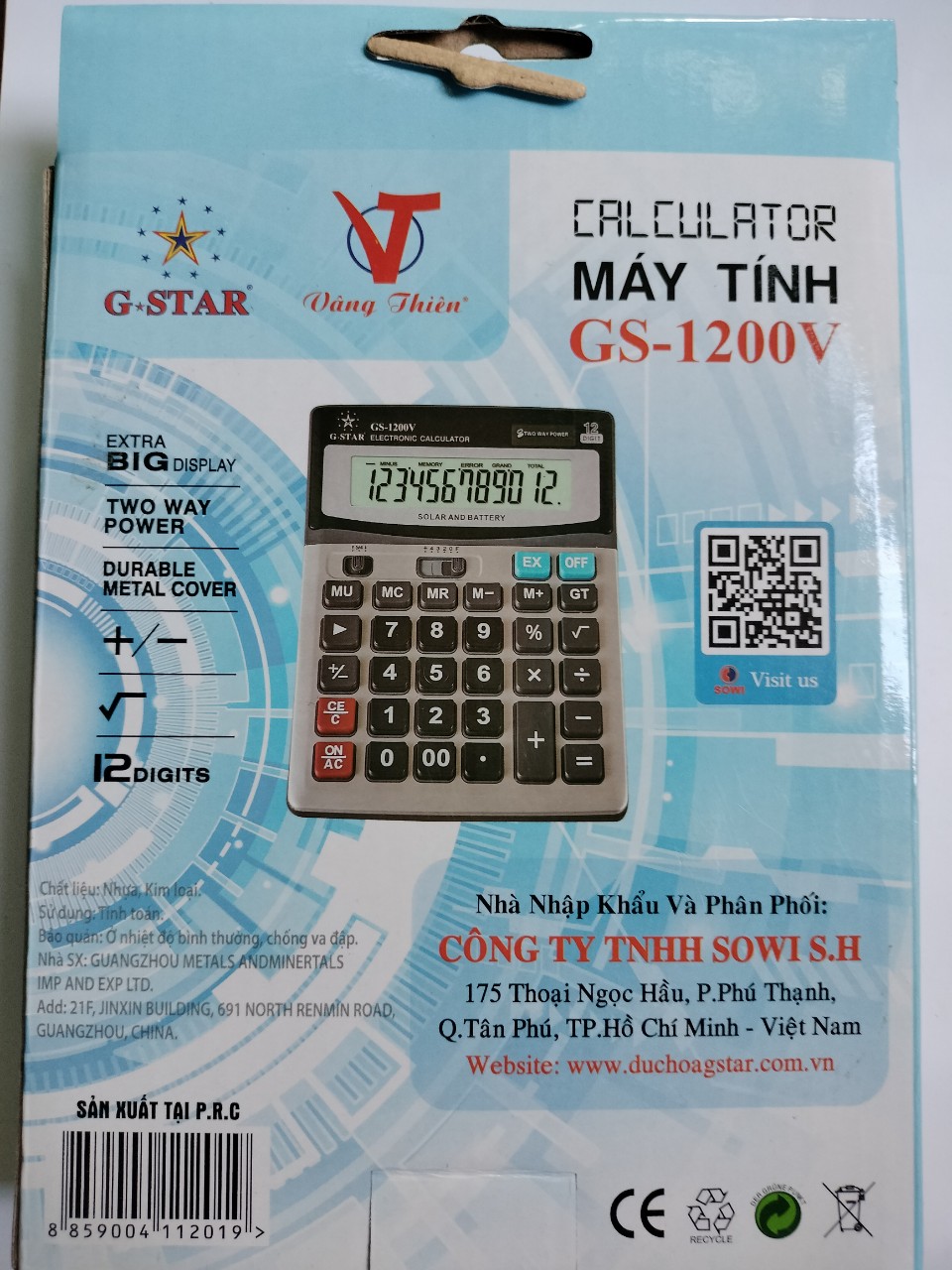 Máy tính bỏ túi Gstar GS-1200V (Bảo Hành 1 đổi 1 trong 12 tháng)