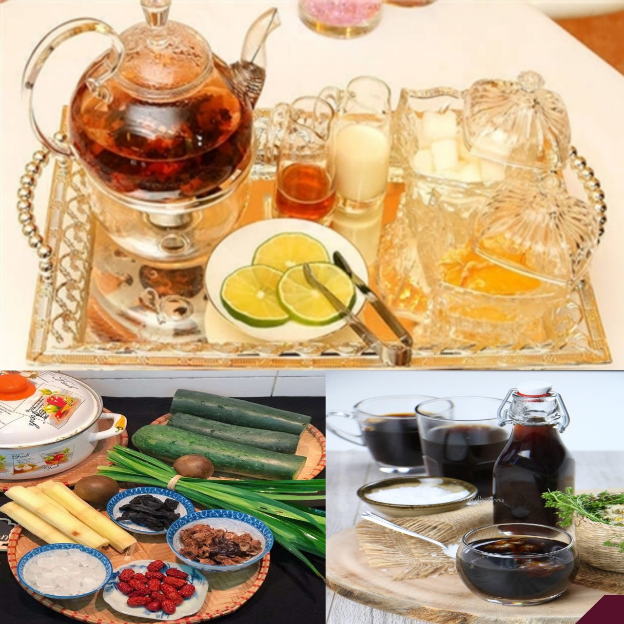 combo 5 sét vừa (90g/sét) trà sâm bí đao la hán quả nồi 3l