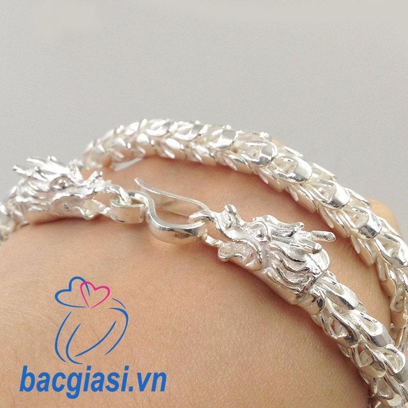 LẮC TAY NAM ĐẦU RỒNG MÀU BAC
