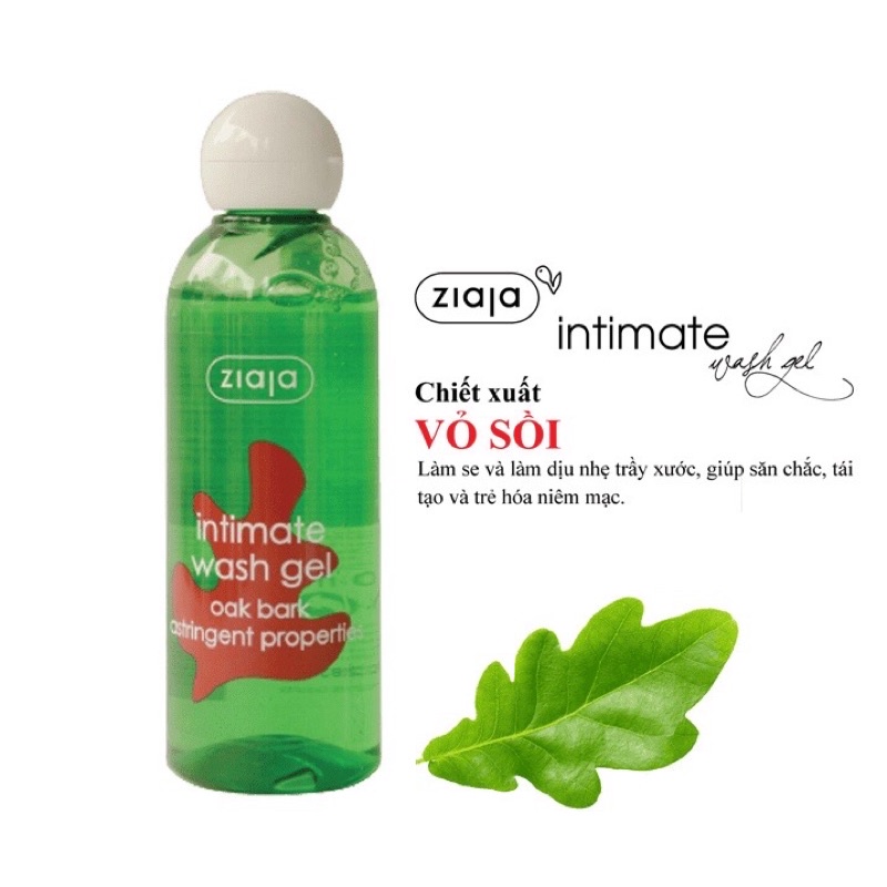 Dung dịch vệ sinh Ziaja Intimate Wash Gel vỏ sồi