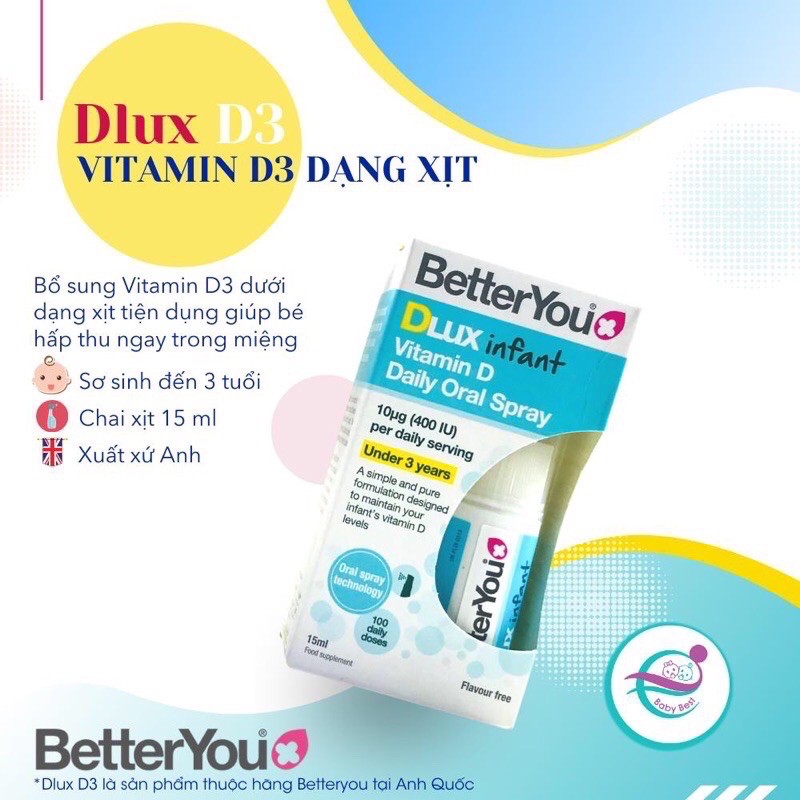 Vitamin D dạng xịt Dlux Better You cho bé từ 0 - 3 tuổi