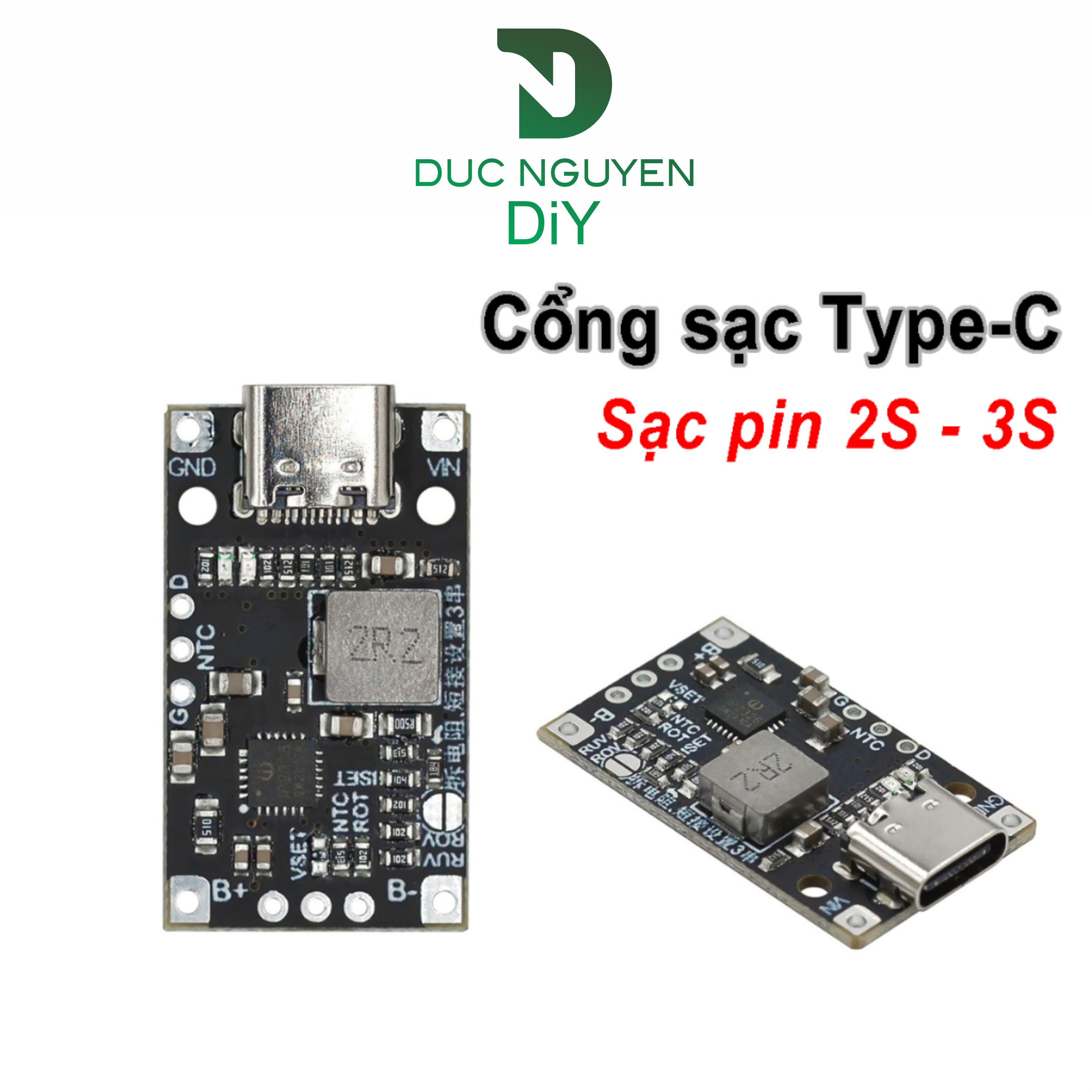 Mạch sạc pin lithium typec usb 2s/3s bms 15w 8.4v 12.6v 1.5a