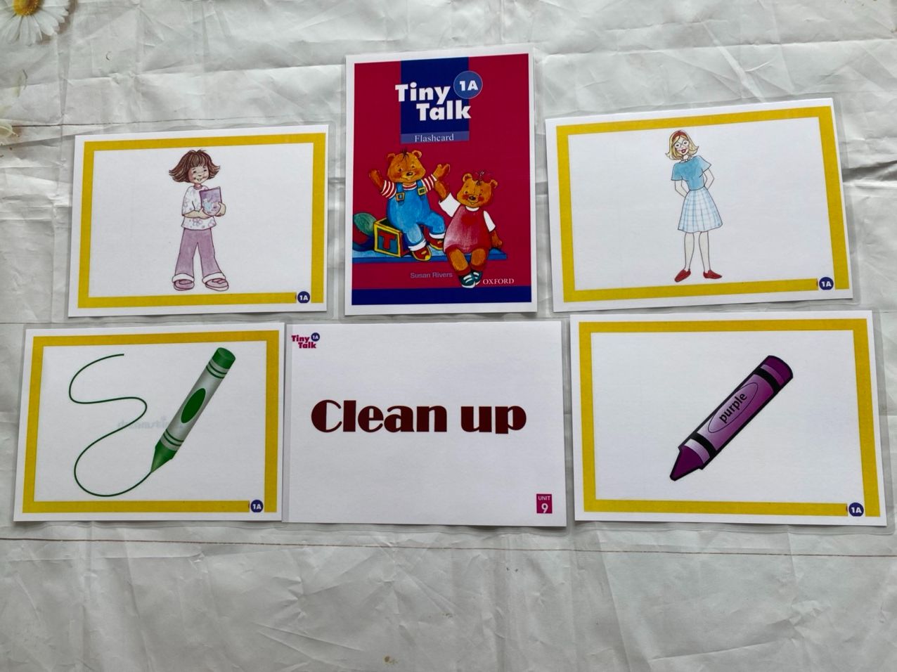 Combo trọn bộ Flashcard Tiny Talk 1A-1B -2A-2B-3A-3B ( Kích thước A5, thiết kế hai mặt, ép plastic bền đẹp)