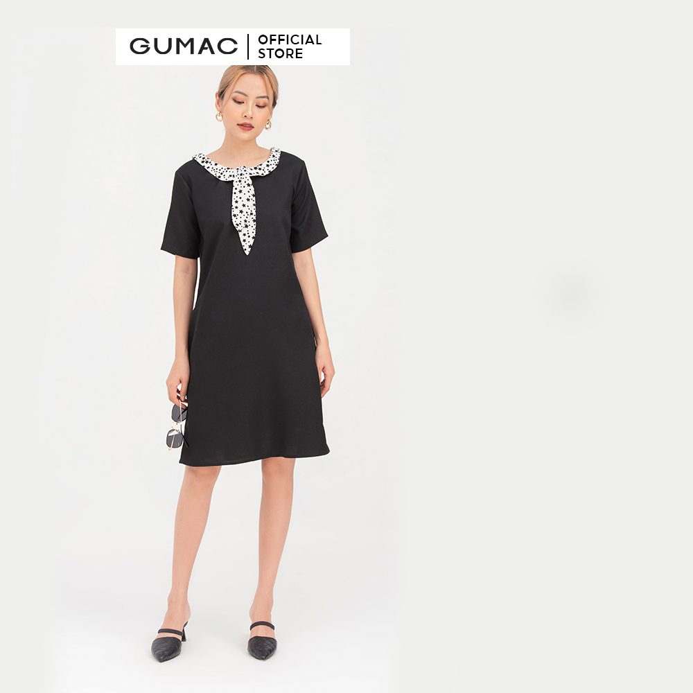 Đầm nữ  suông phối cổ DB757 mẫu mới GUMAC